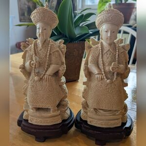 Intricately Carved Emperor And Empress Figurine Set Resin Most Likely
